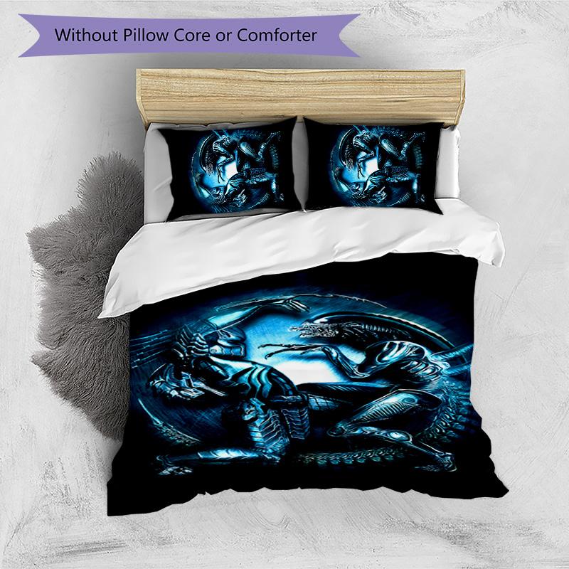 Alien 3pcs Bedding Set Duvet Cover Closure Includes 1 Duvet Cover & 2 Pillowcases for All Seasons Bedroom Home Dorm Decor