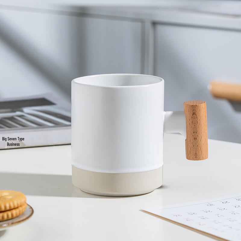 Korean Style Ceramic Coffee Mug with Wooden Handle