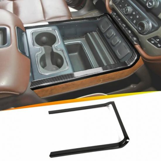 For 14-18 Chevy Silverado GMC Sierra Interior Cup Holder Frame Trim Carbon Fiber