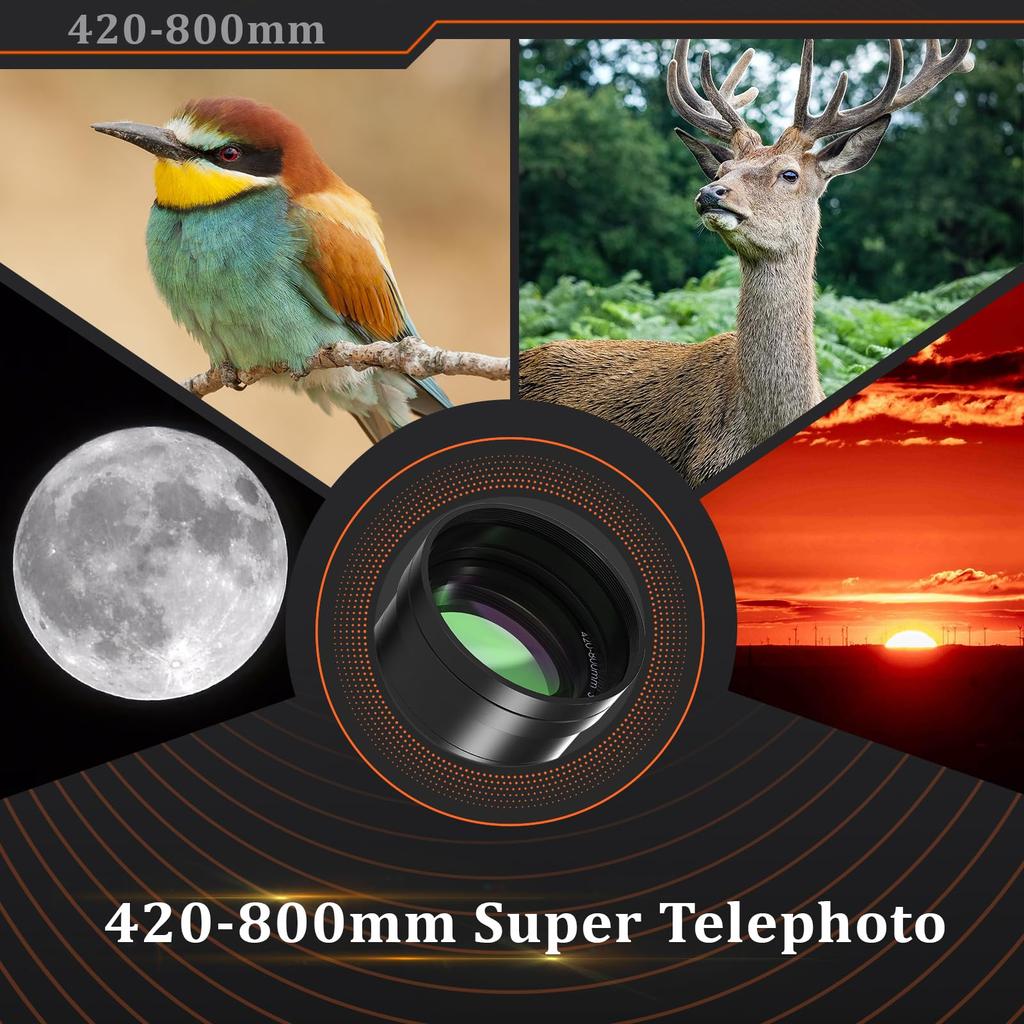 BENOISON Telephoto Lens Canon Manual Zoom Lens with EOS Kiss and for Canon SLR Cameras 420-800mm F8.3-16 (for EF/EF-S) [Compatible X10, X9i, X8i, X7,