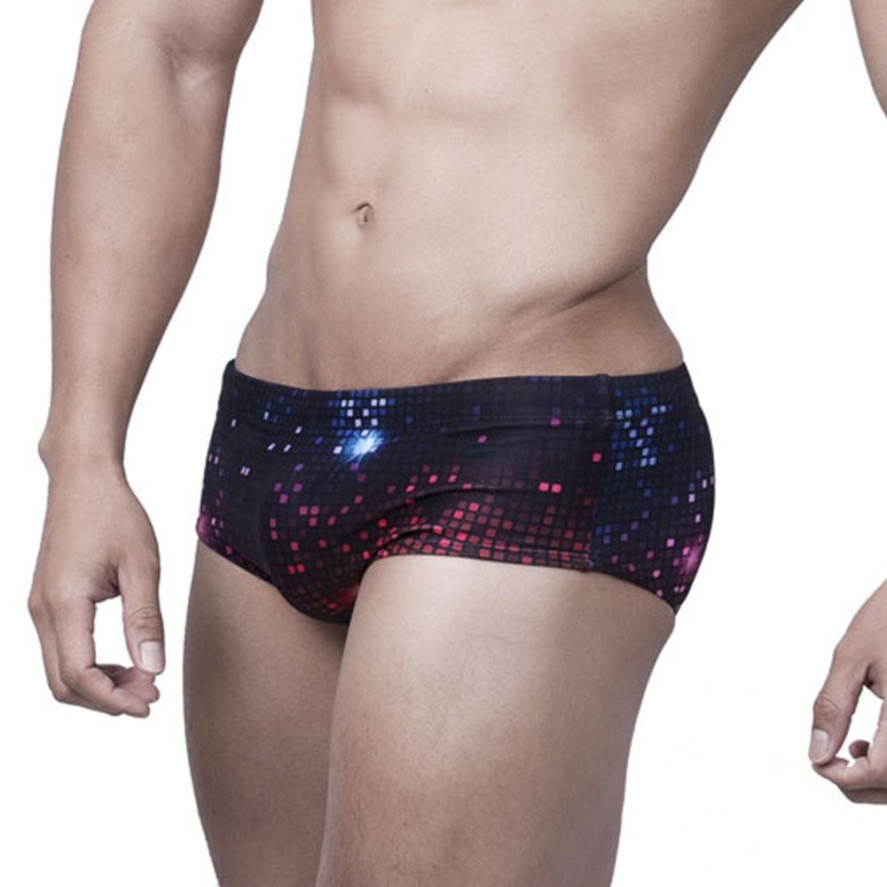 Digital Universe Swim Boxer Sexy Low-rise Swim Brief Mens Swim Trunks Square Cut