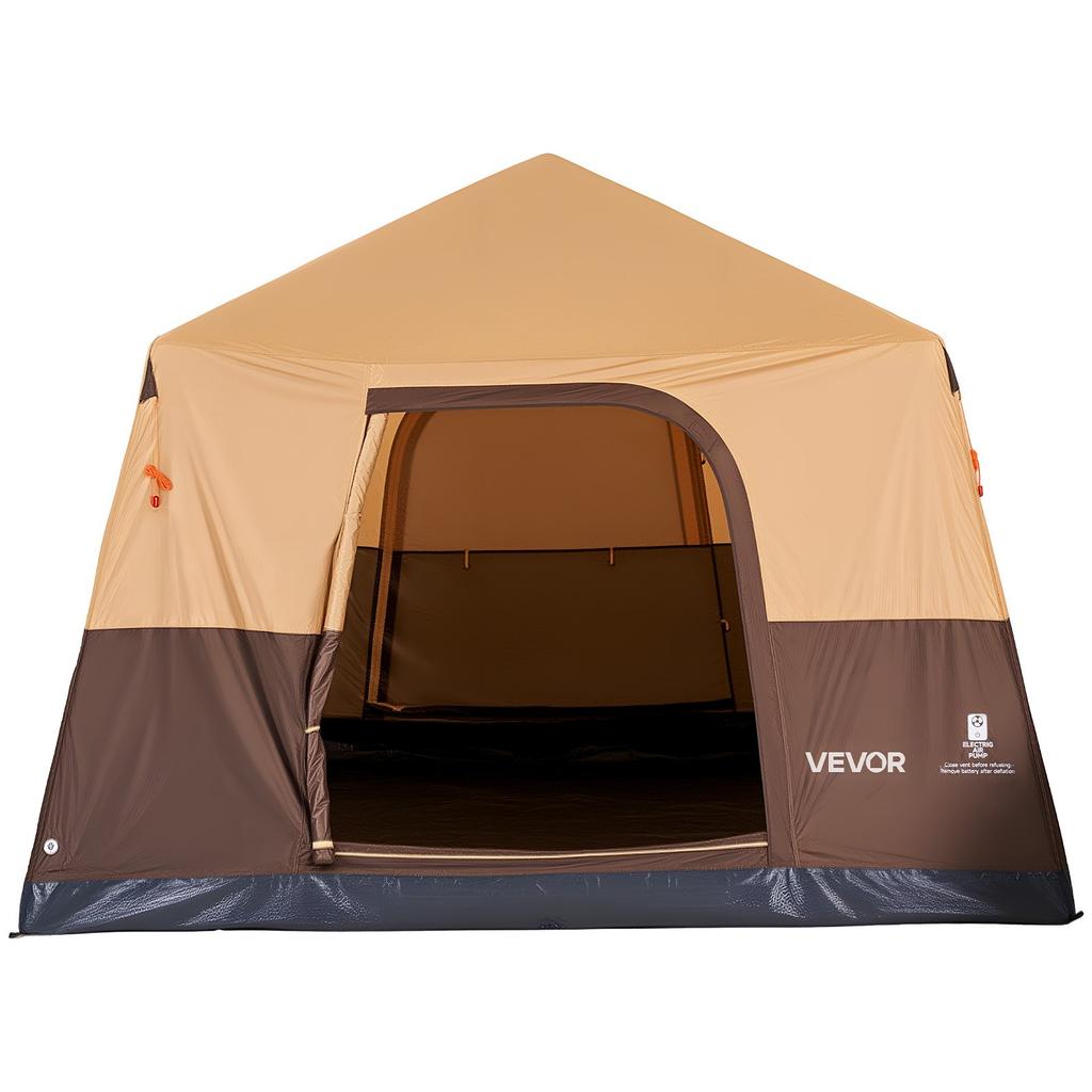 VEVOR Camping Tent, 6 Person Inflatable Cabin Tent with Rechargeable Pump, TPU Air Tube & 4 Large Mesh Windows