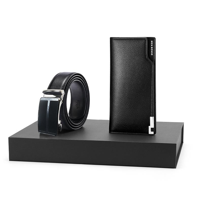 Ew schwarze Geldbörse Geldbörse Gürtel Set Herren Rindsleder Geschenkset Kombination Business Gürtel