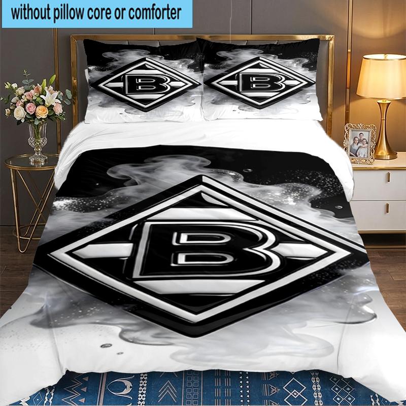 3PCS Green Black Borussia Bedding set,Ideal For1pc Duvet Cover And 2pcs Pillowcases Perfect for Christmas gift,Ideal for Bedroom, Dormitory