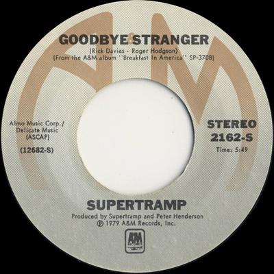 7inch Record SUPERTRAMP  Goodbye Stranger 2162S AM Records 1979 US Rock Used