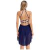 Womens Lyrical Dance Cutout Strappy Backless Sheer Mesh Glittery Rhinestone Leotard Performance Dress