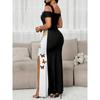 New Arrival Women's Elegant Butterfly Print Off Shoulder Slit Long Maxi Dress, Fashion European American Style Casual Party Dress