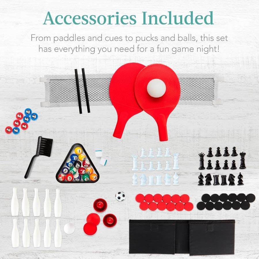 11in1 Combo Game Table Set for Home Game Room with Ping Pong Foosball Table Hockey Chess Checkers Shuffleboard Bowling and 5 Ac