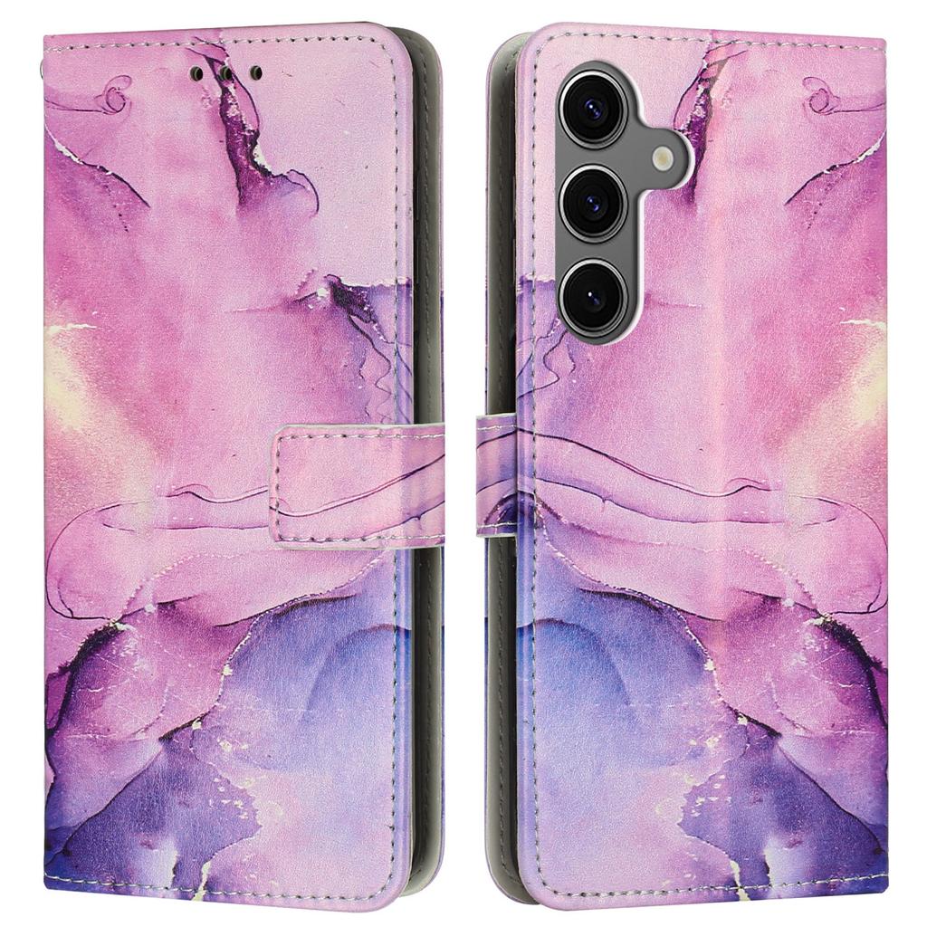 For Samsung Galaxy A15 5G/A15 4G Stand Case Marble Pattern PU Leather Wallet Phone Cover with Wrist Strap
