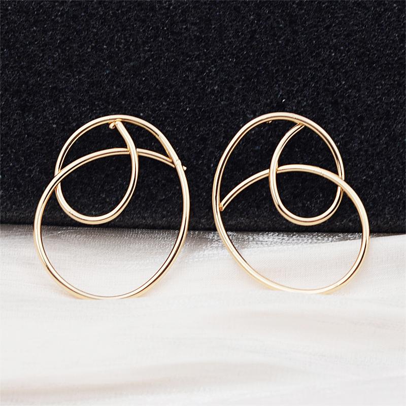 Geometryczne Kolczyki Sztyfty Abstrakcyjne Okrągłe Nieregularne Złote dla Kobiet Puste Akcesorium Biżuteryjne