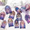 Yan Ji PET Cold Stamping Sticker Pack: Seven-Color Glazed Series, 20 Sheets, European Style Stained Glass Theme, 6 Styles Available.