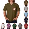 Men's Christmas Print Scrub Top, Holiday Uniform for Caregivers and Nurses