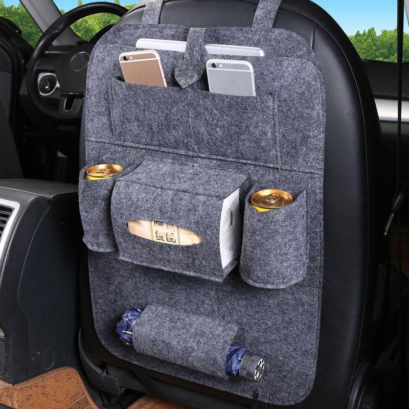 Felt Car Back Seat Organizer with 7 Pockets, Car Back Seat Kick Protector, Multi-Function Car Storage Bag, Home Felt Storage Bag