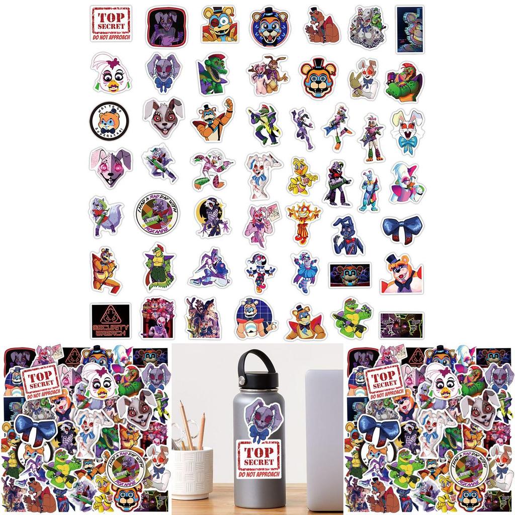 50pcs Fnaf Stickers Waterproof Adhesive Reusable Decor