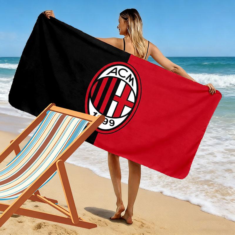 Asciugamano da Spiaggia Stampa AC Milan, Asciugamano Grande Morbido Asciugatura Rapida per Spiaggia Campeggio Nuoto