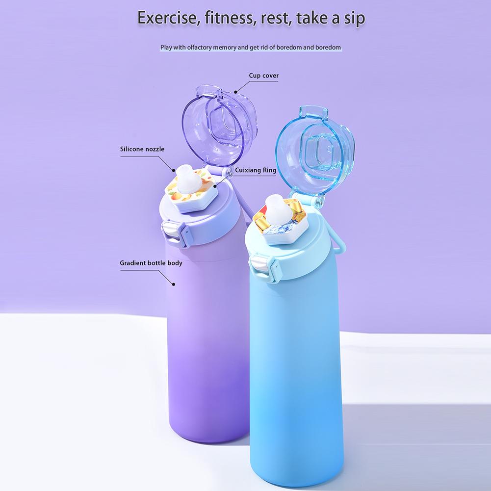650ML Air Water Bottle With 7Pcs Random Flavor Pods Portable Transparent With Straw Leak Proof Suitable for Outdoor Sports