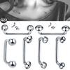1 sztuka Tytan 16G 14G Gwint zewnętrzny i wewnętrzny Surface Bar Industrial Barbell Piercingy Dermalowe Pierścionki Biżuteria Seksowna