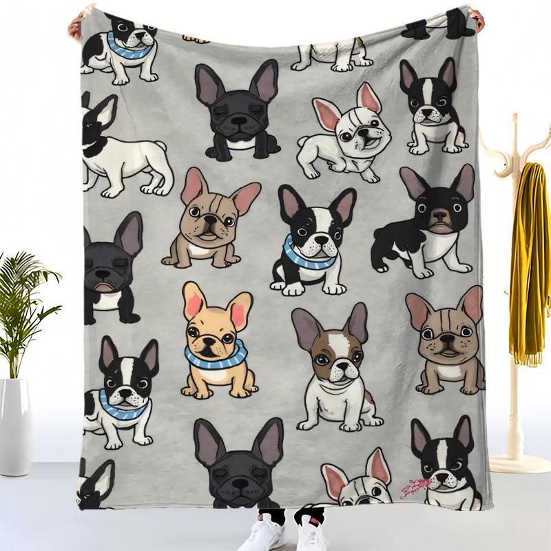 1pc French Bulldog Pattern Blanket-Pet-Themed-for Bedroom, Living Room, Pet-Lover's Home-Soft and Cute-Ideal for Dog Owners, Perfect for Any Day