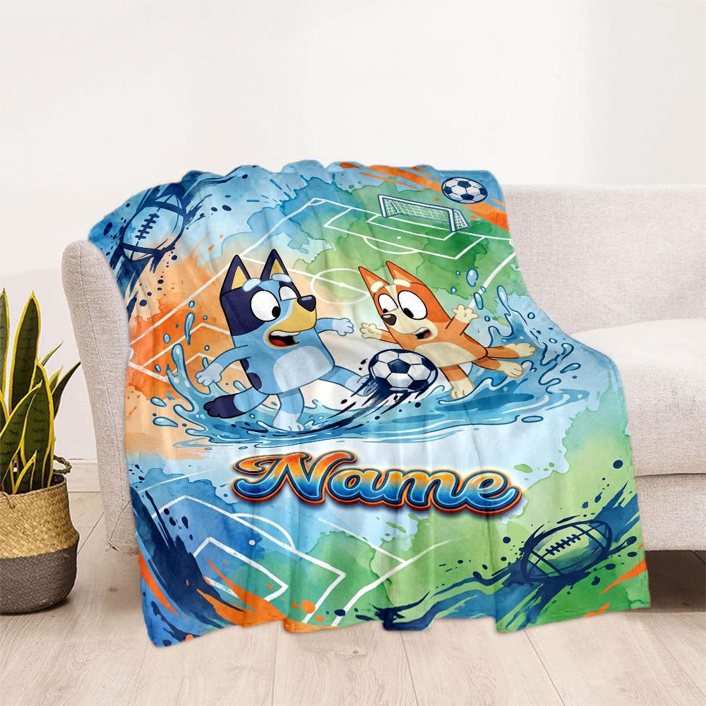 Winter Soccer Fun Customize Text Blanket Gift Personalized Blanket Durable Comfort Suitable for Picnics Couch Bed Seaside Four Seasons Universal