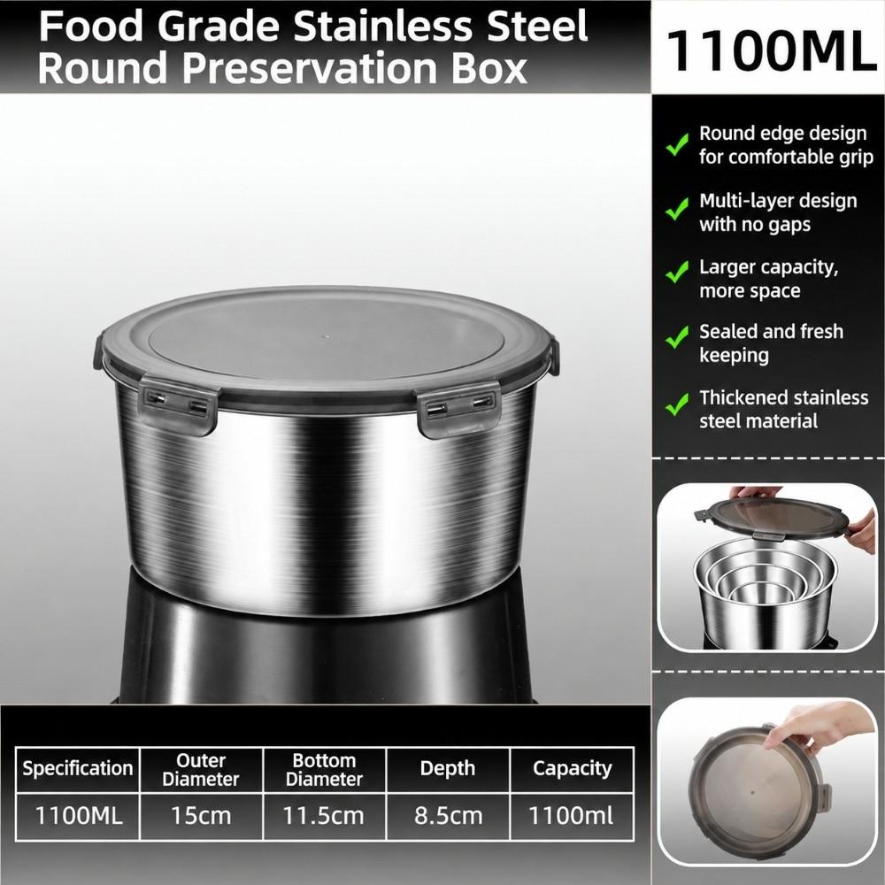 201 Stainless Steel Fresh Keeping Box with Lid Lunch Box  for Kitchen Refrigerator
