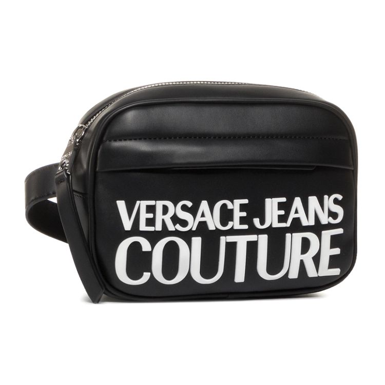 Versace Jeans Couture White Logo Zipper Faux Leather Waist Bag Women waist bag Black E1VVBBM2-71413-899 Basic Set BagDust Bag 23330₽