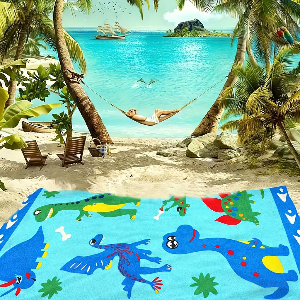 1PC Dinosaur Theme Print Extra-large Soft Beach Towel Super Absorbency Suitable for Seaside Vacation Pool Yoga Travel Gift