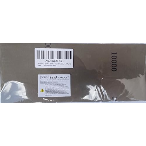 Akuoly Sandpaper for Precision Finishing Polishing, 2500, 3000, 5000, 7000, and 10000 Grits, 30 Sheets