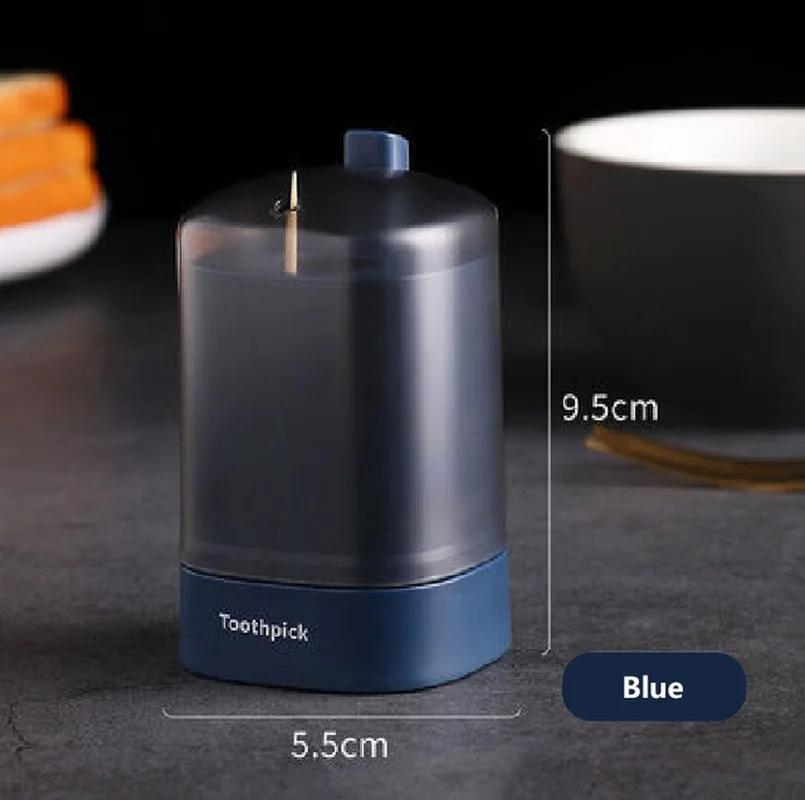 1 Pcs Household Toothpick Box Automatic Press Type Toothpick Cylinder Hotel Toothpick Storage Box Plastic Toothpick Can