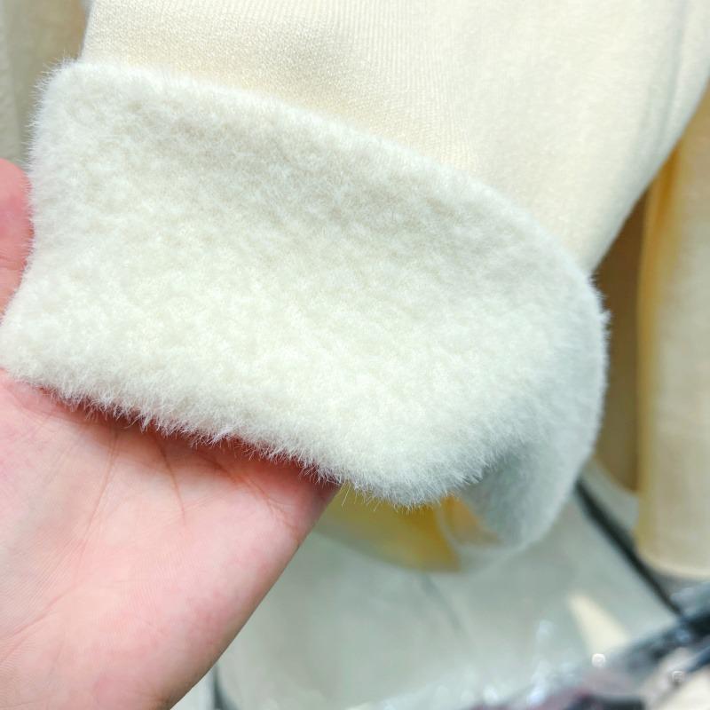 Half High Neck Pullover Knitted Sweater for Women Fashion Warm Plush Autumn Winter Thick Velvet Base Women Knitwears Tops Elegant Soft Sweaters 25207