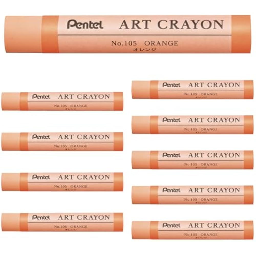 Pentel Crayon Art Crayon Orange 10pcs PTACT105