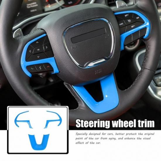 Steering Wheel Frame Trim Decor Cover Bezels For Dodge Challenger Charger 2015+