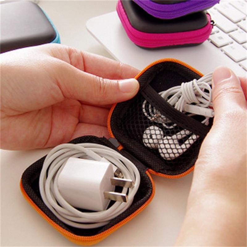 EVA Portable Earphone Bag Coin Purse Headphone USB Cable Case Storage Box Wallet Carrying Pouch Bag Earphone Accessories Unisex