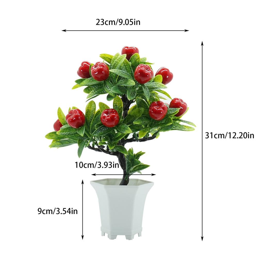 Plante Artificielle Pommier en Pot 31cm Faux Fruit Bonsaï Décoration de Maison