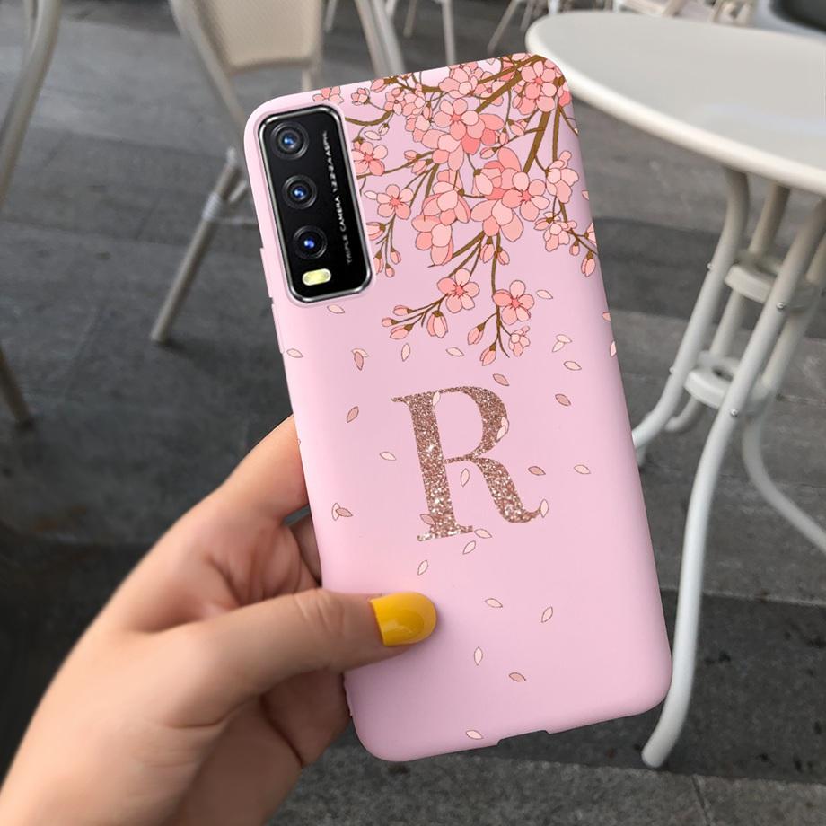 For Vivo Y11s Case for Vivo Y12s Case Bumper Silicone TPU Back Cover Case for Vivo V2027 v2029  VivoY11s  VivoY12s Cute Letter Vivo V2027