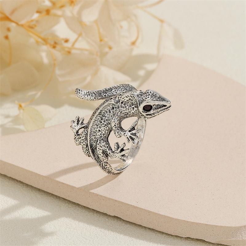 Vintage Silber Farbe Tier Eidechse Ringe für Männer Frauen Trendy Gecko Hip Hop Rock Ring Schmuck Geschenk