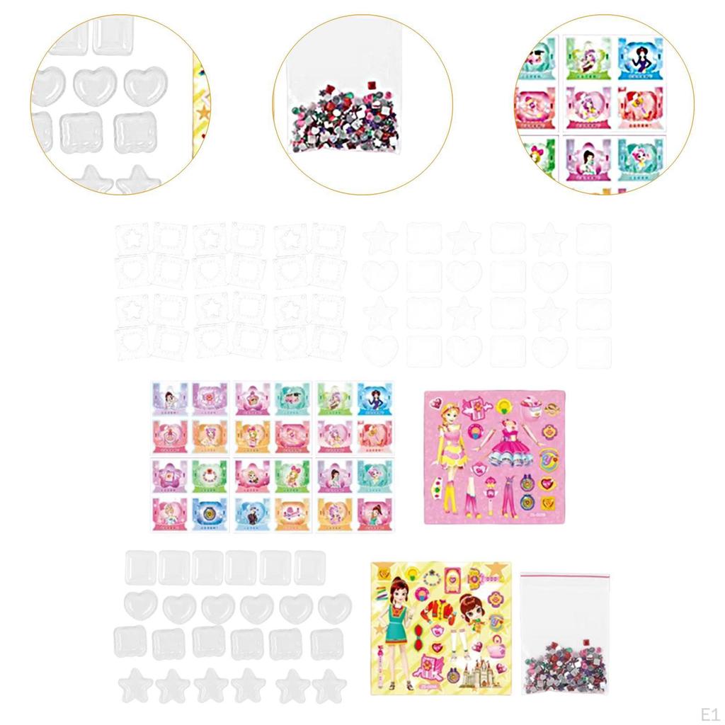 Toddlers DIY Stickers Art Crafts Cartoon Party Favor with Dress up Jewelry Making Kit Girls