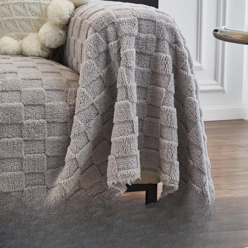 Autumn and Winter Solid Color Thickened Three-Dimensional Suede Sofa Towel Sofa Cover Towel Anti-Scratching Sofa Cover Universal Cover Blanket