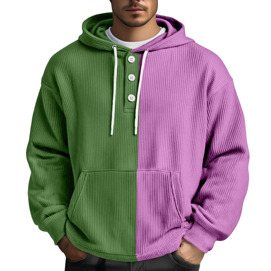 Men's  Leisure  Loose  Three  Clicks  Color  Clashing  Hooded  Hood  Hoodie