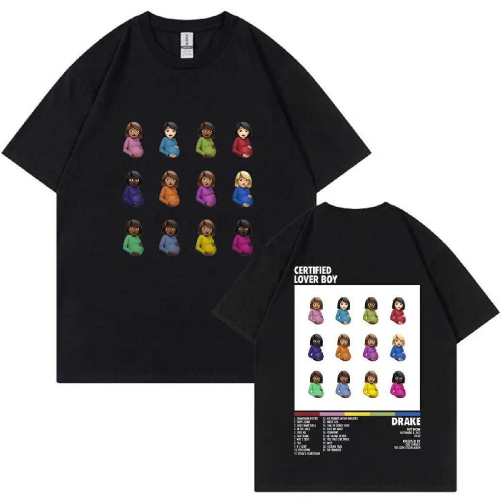 Rapper Drake Certified Lover Boy Album Print Graphic T Shirt Unisex Casual Fashion T-shirt Men's 100% Cotton Oversized Tee Shirt