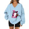 Women's V-neck Dropped Shoulder Halloween Print Sports Sweatshirt Top
