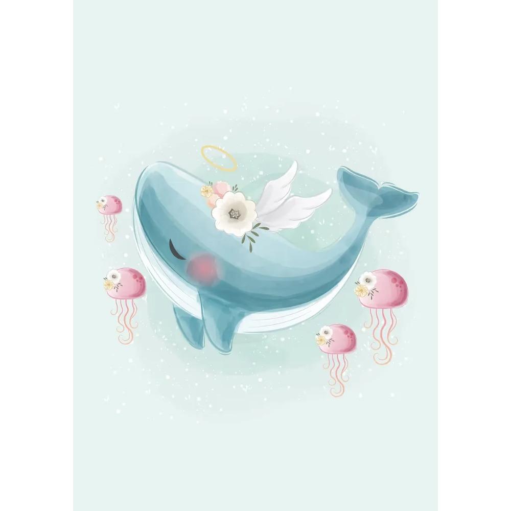 Cute Ocean Animals Watercolor Poster Minimalism Beach Octopus Whale Prints Canvas Painting Wall Art Picture Home Kids Room Decor