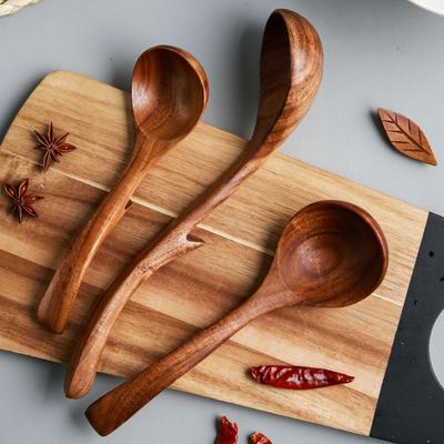 Long H Wooden Spoon 26x8cm Hooked Kitchen Tool for Soup Porridge Hot Pot Stirring Mash Paddle Scraper Wall Decor Nonstick