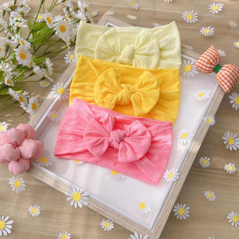 New 3pcs set, children's headband, baby nylon bow does not hurt the skin, wide headscarf, baby headband.