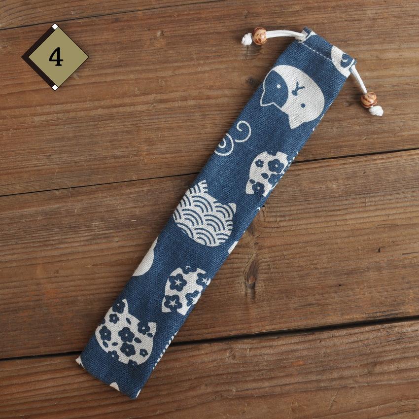 1pc Eco Friendly Canvas Drawstring Pouch Japanese Style for Chopsticks Spoon Straw Home Kitchen Travel Organizer