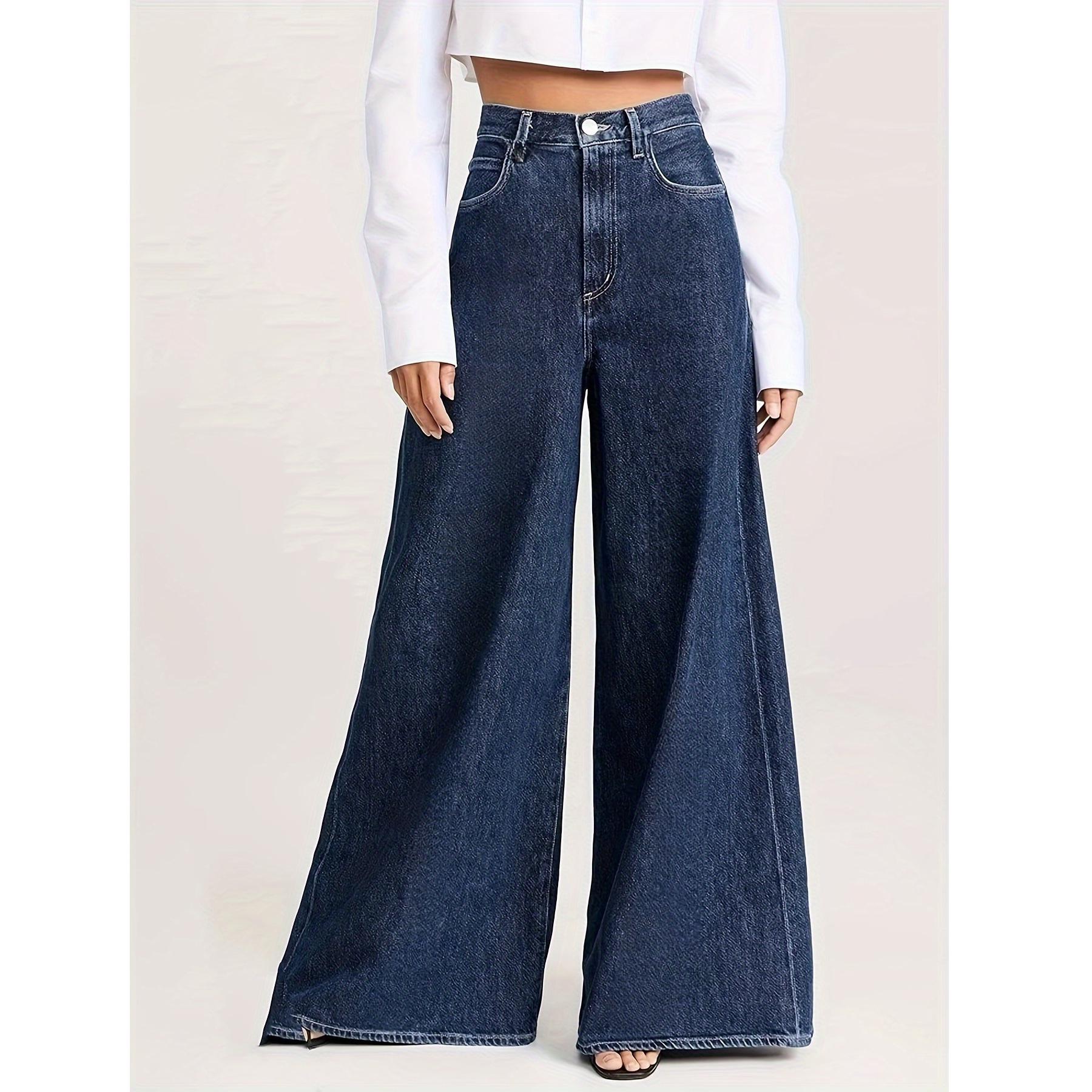 New Women s Plus Size Wide-Leg Washed Denim Jeans 2XL