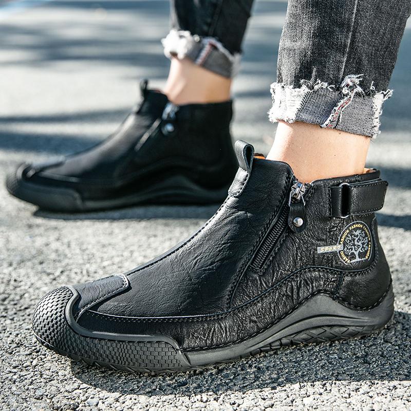 Handmade Split Leather Boots Men Shoes Comfortable Ankle Boots For Men Casual Shoes Large Size Tooling Shoes
