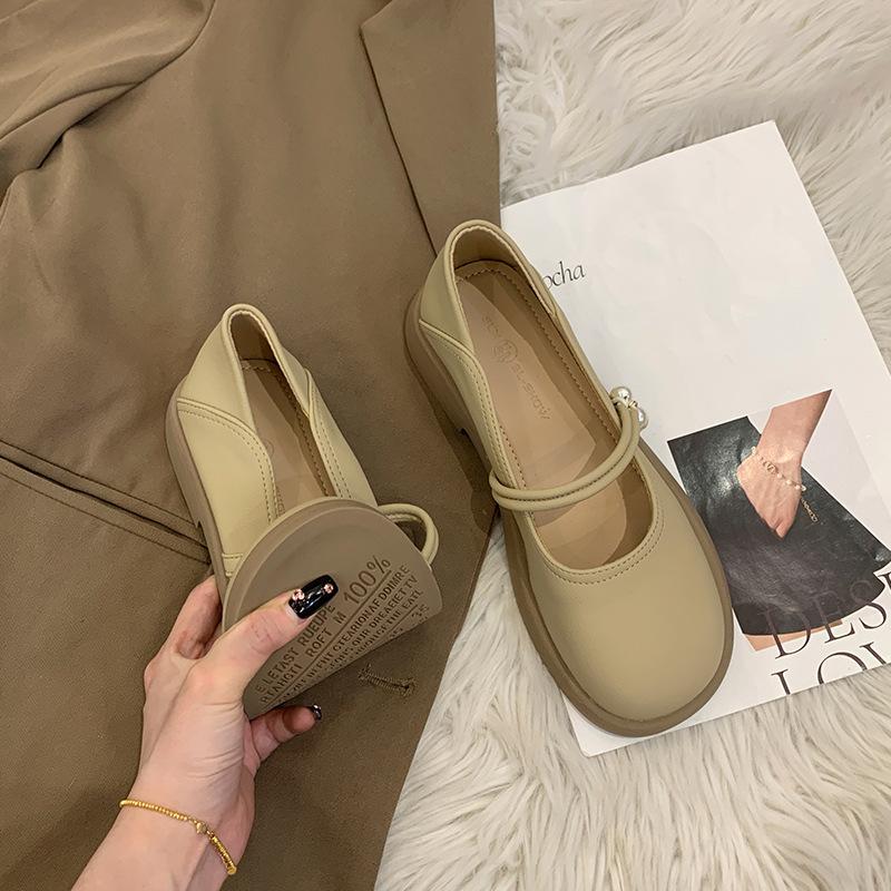 Leather Mary Jane Single Shoes Women's 2025 New Spring and Summer French Evening Gentle with Skirt Flat Loafer Small Leather Shoes