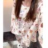 2026 Women's Double Long Cloud Cotton Pajama Set, Spring/Autumn Cardigan Style, Sweet Solid Color Lace Loungewear