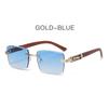 Wood Grain Legs Cheetah Decorative Sunglasses Colorful Retro Frameless Square Leopard Head Metal Sunglasses