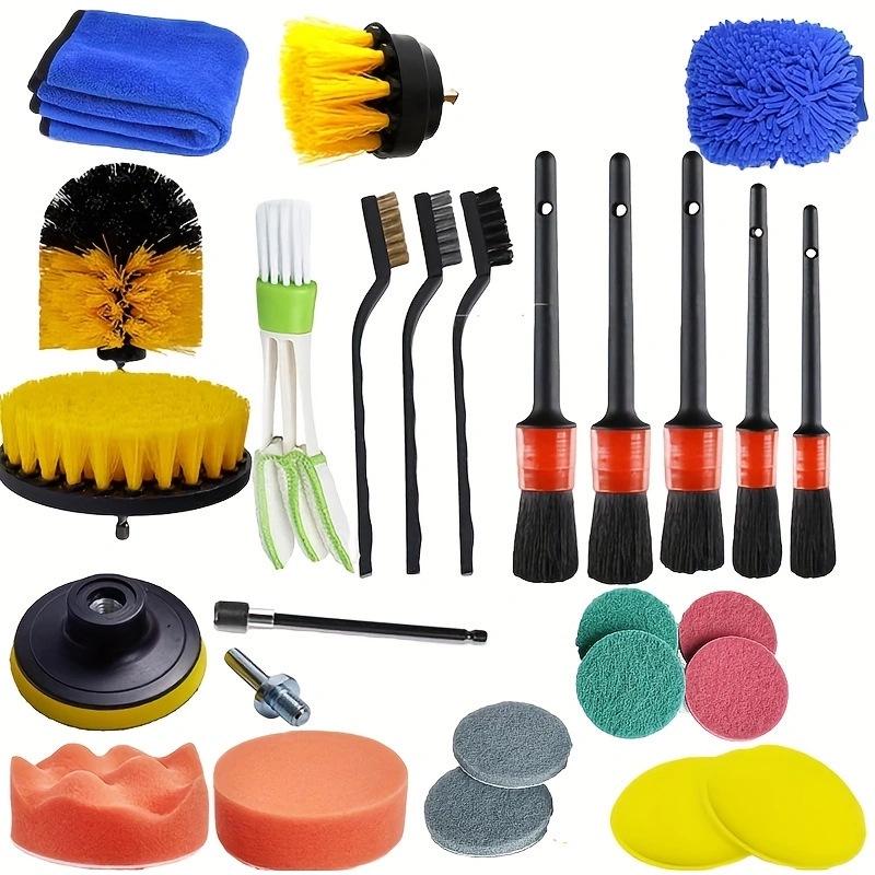 24-Piece Car Cleaning & Polishing Kit: Wheel Hub Brushes & Waxing Tools Set